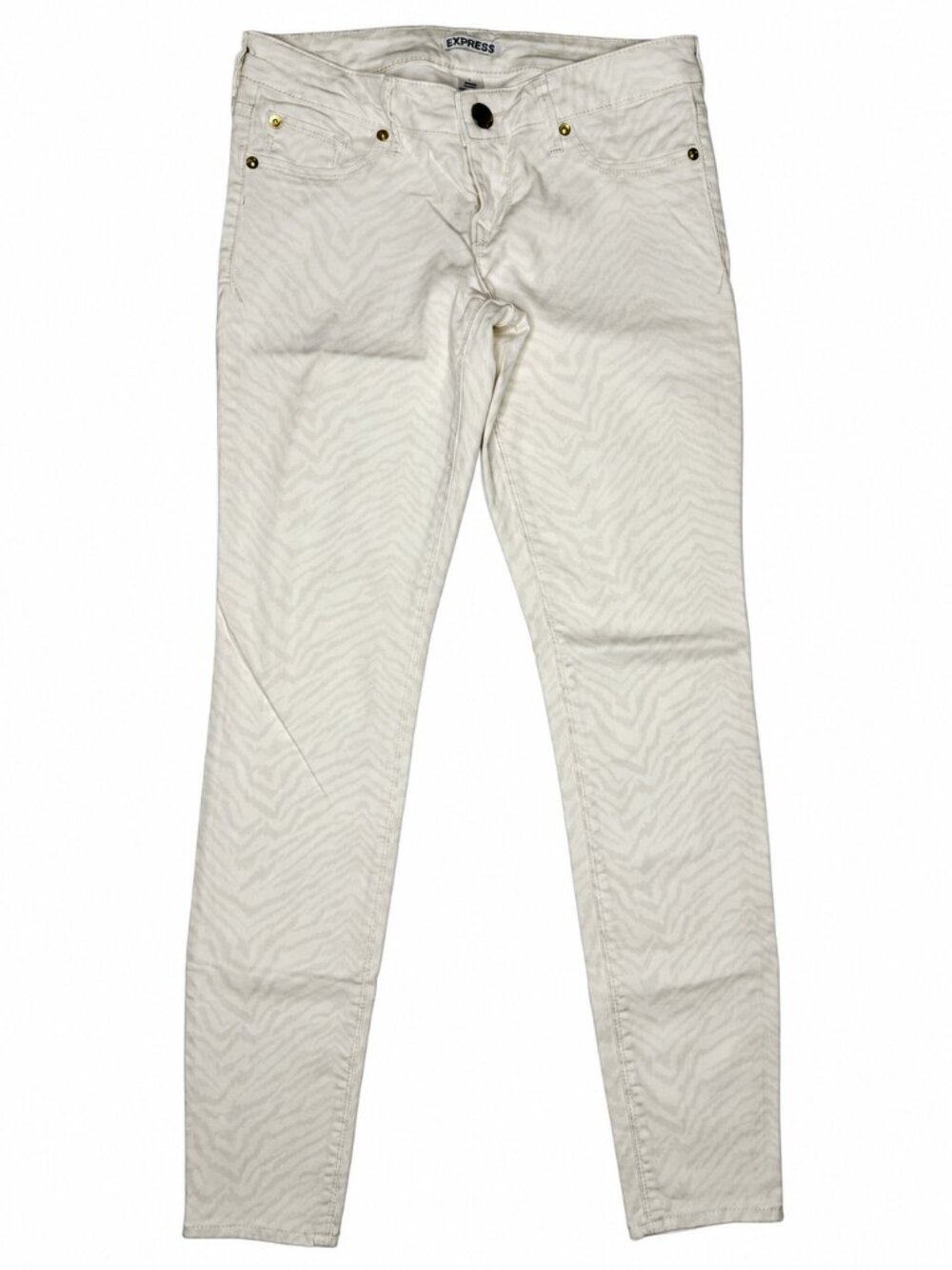 Express Size 2 Ivory Tonal Zebra Print Pants Animal Print